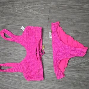Luli Fama Bikini Top And Brazillian Bottom Pura Curosidad Miami Vice Pink Size M